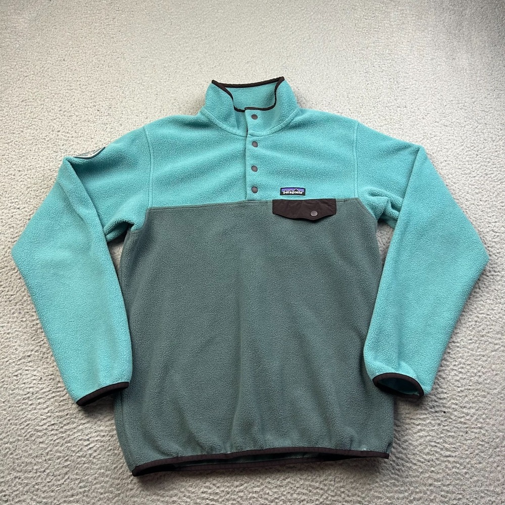 Patagonia Womens Mint Green Synchilla Snap T Conservation Alliance Patch Medium